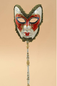 18" MAN MASK W/STICK GOLD/RED