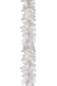 12" X 9FT PINE GARLAND W/100 LIGHTS CLEAR WHITE