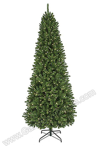 12FT LIT SLIM THUNDER BAY PINE TREE W/2150 CLEAR LIGHT BULBS GREEN