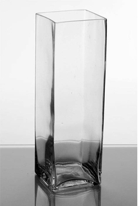 4" X 4" X 14" SQUARED GLASS VASE CLEAR