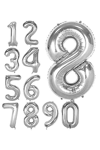 40" NUMBERS FOIL BALLOON SILVER