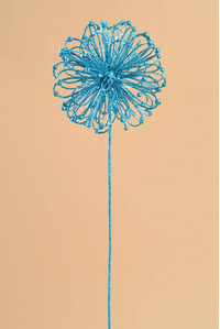 23" GLITTER FLOWER BALL SPRAY BLUE