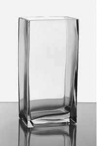 3" X 4" X 8" RECTANGULAR GLASS VASE CLEAR