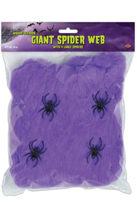 GIANT SPIDER WEB W/4 SPIDERS PURPLE