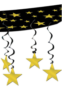 1FT X 12FT STARS CEILING DECOR GOLD/BLACK