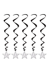 3FT STAR WHIRLS BLACK/SILVER PKG/5