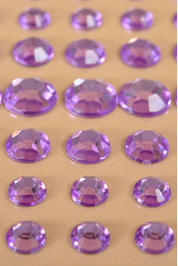 1/4" - 1/2" ROUND RHINESTONE STICKER LAVENDER PKG/91