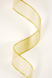 1"X25YDS WIRED MET. ORGANZA RIBBON GOLD