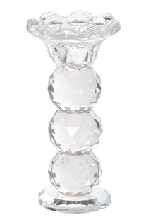 5.4" Crystal Sigle Lite Candle Holder Clear