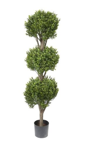 4FT TRIPLE BALL BOXWOOD TOPIARY TREE IN POT GREEN