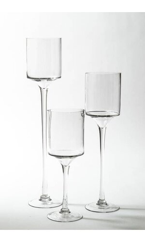 11.75"/15.5"/19.5" CANDLE HOLDER CLEAR SET/3