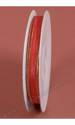 3/8" X 25YDS SHEER PULL BOW W/GOLD TRIM RED