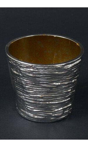 4.5" X 4" PLASTIC FLOWER POT PLATED  SILVER