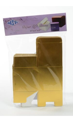 3" CUBE PAPER GIFT BOX GOLD PKG/24