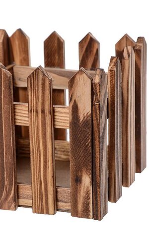 5"/ 6.25" WOOD PICKET FENCE PLANTER BROWN