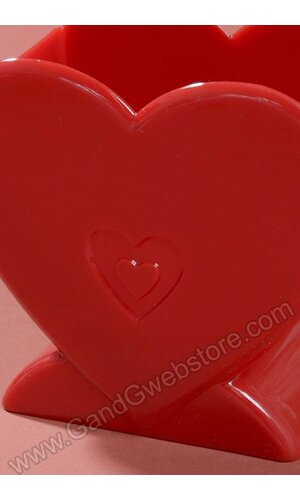 5.25" X 3.5" X 4.75" PLASTIC STANDING HEART RED