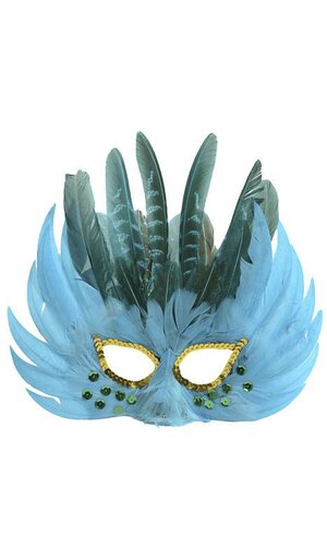 10" FEATHER MASK TURQUOISE/GREEN