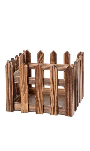 6.25" WOOD PICKET FENCE PLANTER BROWN