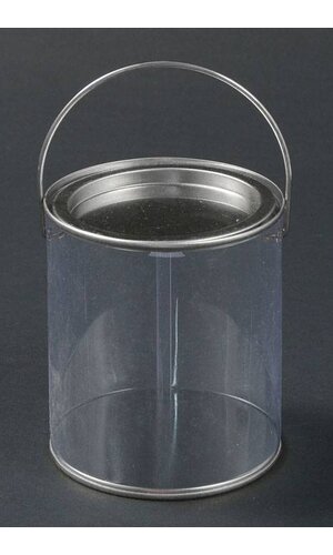 4.5" X 4" ROUND CONTAINER W/WIRE HANDLE CLEAR/SILVER PKG/6