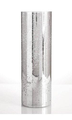 4" X 12" MERCURY GLASS CYLINDER VASE SILVER