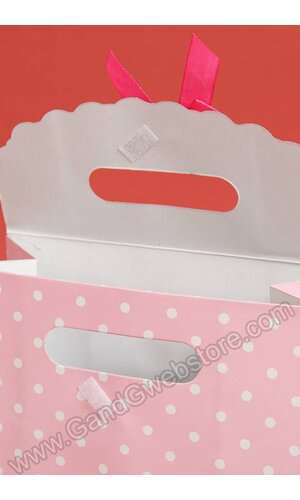 7.5" X 10.5" X 3.5" PAPER GIFT BAG W/BOW PINK PKG/12