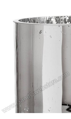 5" X 8" MERCURY GLASS CYLINDER VASE SILVER