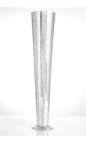 4.25" X 19.5" MERCURY GLASS TRUMPET VASE SILVER