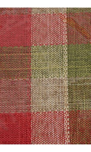 14" X 72" CHECKERED CANVAS RUNNER GREEN/RED/NATURAL