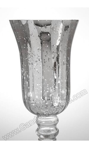 11.75"/16"/19.5" MERCURY GLASS CANDLE HOLDER SILVER SET/3