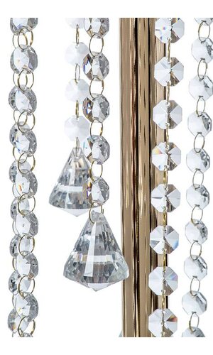 27" METAL CANDLE HOLDER STAND W/CRYSTAL GOLD