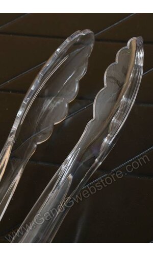 12" HEAVY DUTY PLASTIC SCALLOPED TONG CLEAR