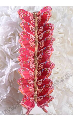 3" FEATHERED BUTTERFLIES RED PKG/12