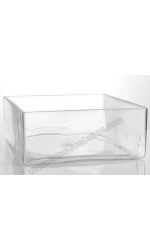 10" X 10" X 4" SQUARE GLASS VASE CLEAR