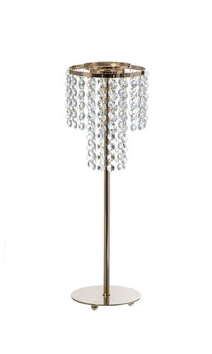 17" METAL CANDLE HOLDER STAND W/BEADS GOLD