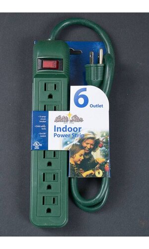 6 OUTLET POWER STRIP GREEN