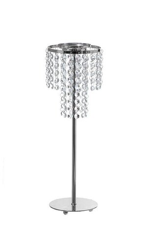 17" METAL CANDLE HOLDER STAND W/BEADS SILVER