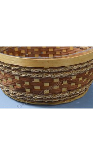 12" X 5" ROUND STAINED/SPLIT WOOD/ROPE BASKET NATURAL