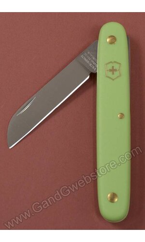4" SWISS FLORAL STRAIGHT KNIFE GREEN HANDLE