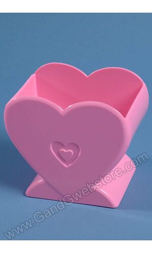 5" X 3.5" X 5" PLASTIC HEART POT PINK