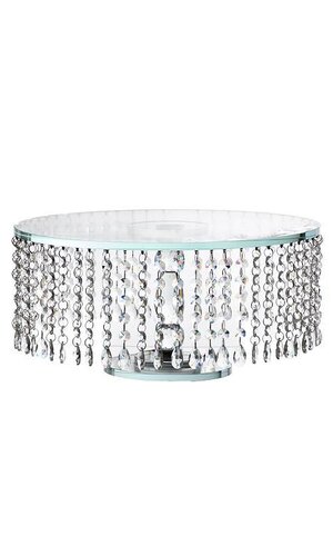 16X7.5" ROUND CRYSTAL CAKE STAND W/BEADS CLEAR