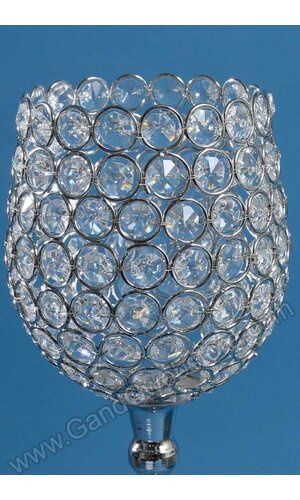 19.25" CRYSTAL BEAD CANDLE HOLDER SILVER/CLEAR