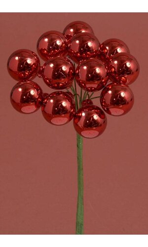 25MM SHINY BALL W/WIRE RED PKG/12