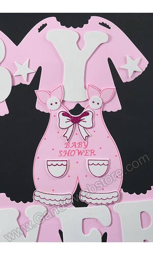 17" X 31" GIRL OVERALL FOAM SIGN W/STREAMER PINK