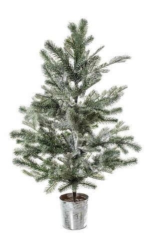 3FT SNOW GREEN FLOCKED PINE TREE POTTED