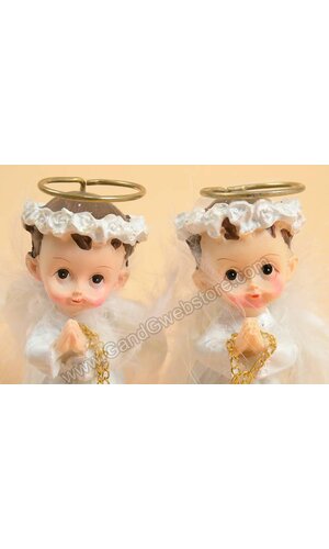 3" X 1" ANGEL FAVORS W/FEATHERED WINGS WHITE PKG/12