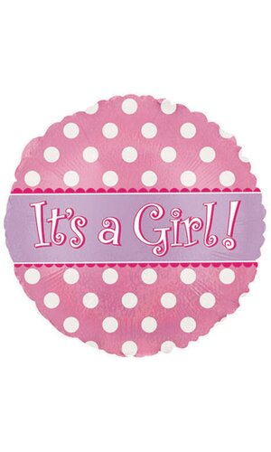 18" IT'S A GIRL DOTS DAZZLELOON PINK PKG/10