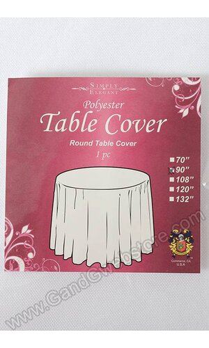 90" ROUND POLYESTER TABLE COVER WHITE