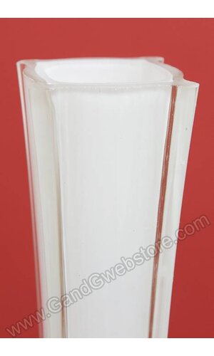 24" EIFFEL TOWER GLASS VASE WHITE