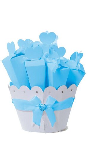 CONES X10 W/RIBBON IN ROUND STAND W/CRYSTAL BLUE 5/SETS