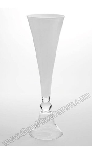 10" X 32" CLARINET GLASS VASE WHITE/CLEAR